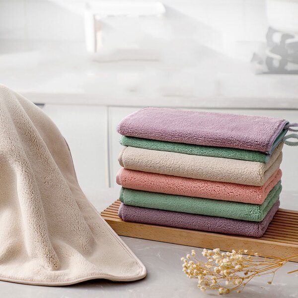 Cleaning Cloth Manufacturer - Microfiber Two-Color Thick Magic 30 * 40cm Green Khaki Purple Pink for Kitchen Use