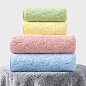 Bath Towel Set Manufacturer - 70 * 140cm Coral Velvet Water Ripple Quick Dry Absorbent Knitted Face Wash Towel for Household