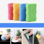 Scrubber Manufacturer - Double-sided Loofah Cleaning Pad Thickened Oil-Resistant Kitchen Wooden Pulp Cotton Dishwashing