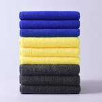 Car Washing Towel Manufacturer - 380gsm Grey and Yellow Microfiber Square Polishing Tool Wax Cloth Crystal Plated