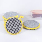 Dishwashing Sponge Manufacturer - Black and White Checkered Kitchen Double-Sided Polyester Brush for Pot Cleaning Household