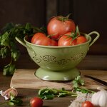 Vegetable Colander Manufacturer - Kitchen Enamel Carbon Steel Metal Fruit with Handle
