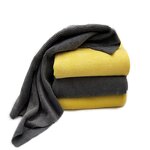 Car Washing Towel Manufacturer - 380gsm Grey and Yellow Microfiber Square Polishing Tool Wax Cloth Crystal Plated