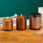 Candle Jars Manufacturer - High Quality Cylinder Shape Luxury 2oz 4oz 8oz 250ml Blue Green Amber Glass with Cork Sealing