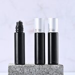 Glass Perfume Bottle Manufacturer - Stock 10ml Matte Black Crystal Roller Ball Small Living Round Cover Essential Oil Roll