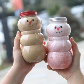Plastic Beverage Bottle Manufacturer - In Stock 2025 500ML Snowman Shaped Transparent PET for Christmas Decoration and