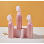 Foam Pump Bottles Manufacturer - Wholesale 100ml 120ml 150ml 200ml Pink Facial Mousse with Silicone Brush Pump