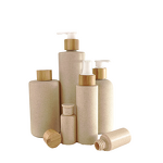 Cosmetic Container Manufacturer - Eco-friendly Biodegradable 300ml 500ml Wheat Straw HDPE Plastic Shampoo Bamboo Lid Matte