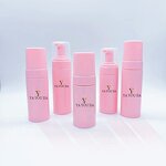 Face Wash Bottle Manufacturer - Luxury Pink Plastic With Foam Pump 100ml 150ml 200ml 3oz Cylinder Shape Screw Cap for