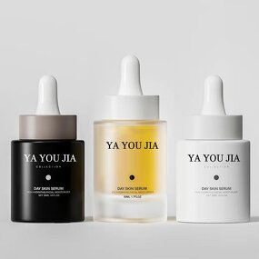 Glass Dropper Bottles Manufacturer - Customized 30ml 50ml Frosted Fancy Round Flat Shape in Matte White and Black for Skin