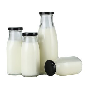 Glass Beverage Bottles Manufacturer - Wholesale 200ml-1000ml Empty Thickened Transparent Juice Fresh Milk with Iron Cap