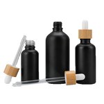 Glass Dropper Bottle Manufacturer - 20ml Anti-Gloss Matte Black Flat Shape With 40ml Capacity Fine Mist Empty Oil Bottle