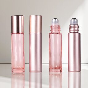 Glass Roll Bottles Manufacturer - 10ml 5ml Pink Rose Gold Finish Perfume Essential OilsTravel Roller Sample Vials Serum