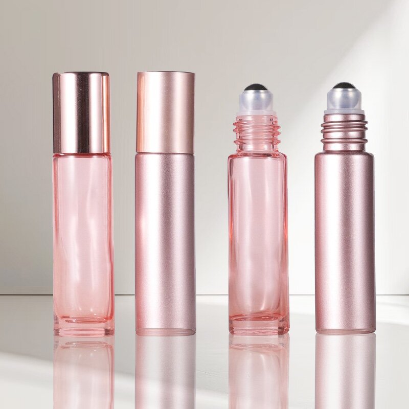Glass Roll Bottles Manufacturer - 10ml 5ml Pink Rose Gold Finish Perfume Essential OilsTravel Roller Sample Vials Serum
