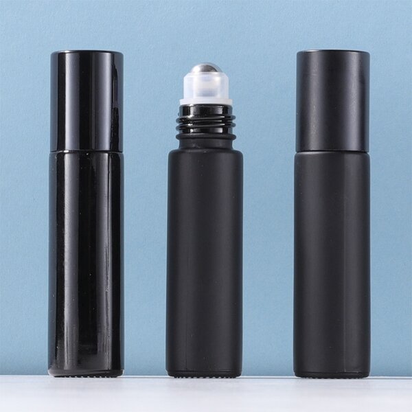 Roll-On Bottle Manufacturer - Black Matte 10ml 0.3oz Dropper Ball Eye Massage Oil Cream Serum Diffuser Screen Printing