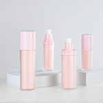 Airless Pump Lotion Bottle Manufacturer - High Quality Stock Double Plastic Bottle White Pink Frosted Face Empty for Skin