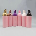 Foam Pump Bottle Manufacturer - Wholesale 50ml 2oz Frosted Pet Plastic Rose Gold Lid with Eyelash Cleaning Shampoo Capacity