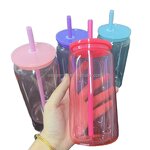 Plastic Can Manufacturer - Popular 16oz Clear to Ombre Gradient Shaped Colorful Lids Double Wall/Single Wall Style Beer Cup