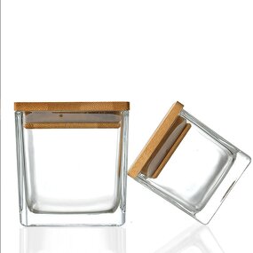 Glass Candle Jar Manufacturer - Transparent Square with Screen Printing Romantic Table Decoration Hydroponic Empty with