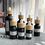 Glass Essential Oil Bottle Manufacturer - 15ml 30ml 50ml 100ml Black Matte Glass Dropper with Black Bamboo and Natural