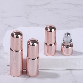 Glass Roll on Bottle Manufacturer - In Stock Rose Gold Perfume Oil 1ml 2ml 3ml 5ml Travel Trial with Steel for Face Cream
