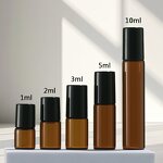 Glass Bottle Manufacturer - Mini Clear Amber Essential Oil 1ml-10ml Test Roller Ball Round Shape 3ml Roll on for Serum