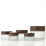 Glass Dropper Bottle Manufacturer - Wholesale Transparent Frosted Dark Bamboo Lid Wide-Mouth Jar Skin Care Serum 10g Black