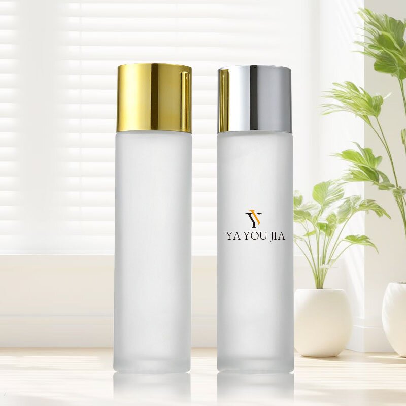 Glass Lotion Bottles Manufacturer - Large Capacity Frosted 30g 40ml 100ml 120ml Gold Silver Screw Cap Pure Dew Toner