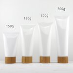 Sunscreen Tube Manufacturer - Empty Cosmetic Soft White PE Plastic with Bamboo Cover 15g-250g Options for Face Masks