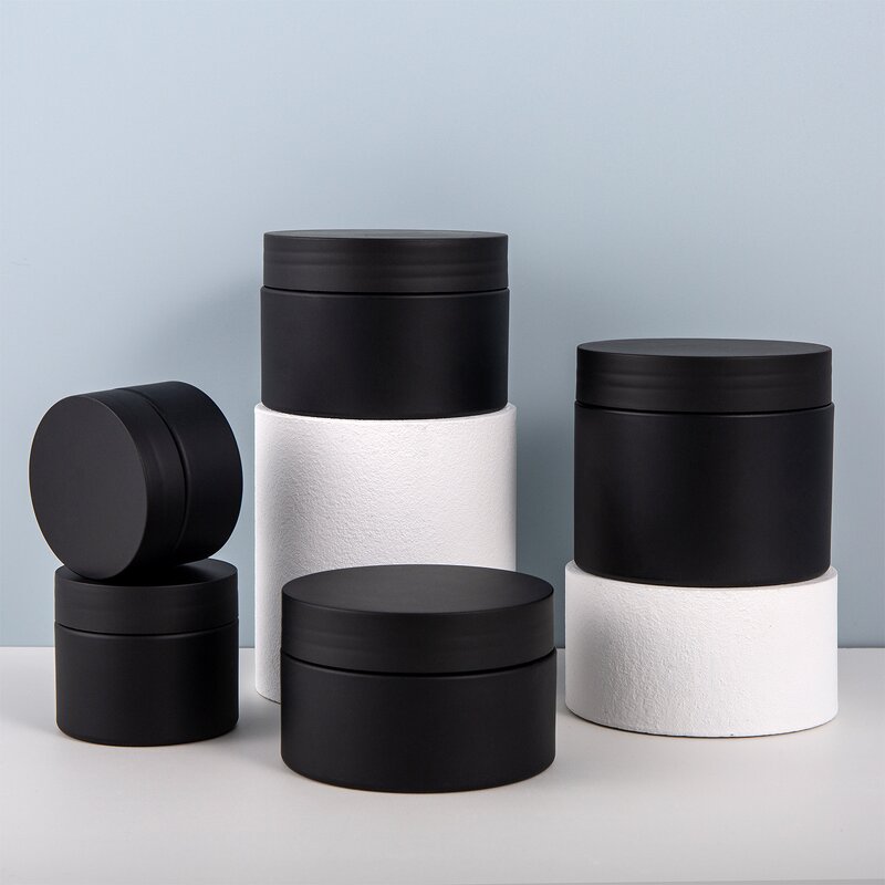 Plastic Jar Manufacturer - Factory Stock 50ml 100ml 120ml 150ml Matte Frosted Black PET 3oz Cosmetics Storage for Skin