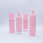 Face Wash Bottle Manufacturer - Luxury Pink Plastic With Foam Pump 100ml 150ml 200ml 3oz Cylinder Shape Screw Cap for