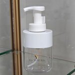 Foam Bottle Manufacturer - Deluxe 300ml 500ml PET Clear Hand Sanitizer with Wood Grain Pump Head Flat Mousse Foam Sealing