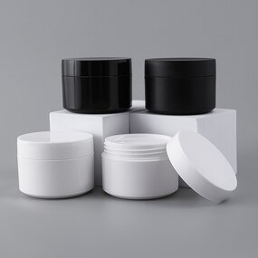 Scrub Jars Manufacturer - 50g Matte White PP 5g/10g/15g/30g Sample Containers Screw Top Lids Black Matte Cosmetics for