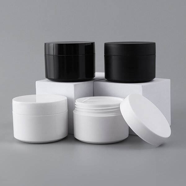 Scrub Jars Manufacturer - 50g Matte White PP 5g/10g/15g/30g Sample Containers Screw Top Lids Black Matte Cosmetics for