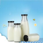 Glass Beverage Bottles Manufacturer - Wholesale 200ml-1000ml Empty Thickened Transparent Juice Fresh Milk with Iron Cap
