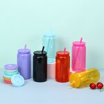 Plastic Can Manufacturer - Popular 16oz Clear to Ombre Gradient Shaped Colorful Lids Double Wall/Single Wall Style Beer Cup