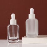 Glass Serum Dropper Bottle Manufacturer - 30ml Frosted Flat Shoulder for Face Cream with a Durable Dropper Packed in