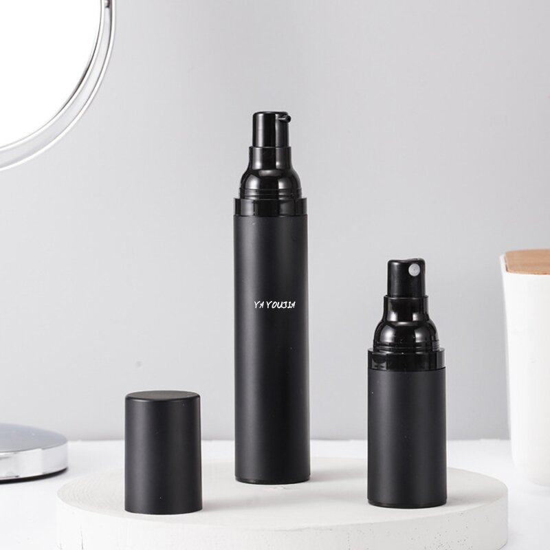Airless Pump Bottles Manufacturer - In Stock High Quality Black Circle Matte Plastic 15ml 50ml for Lotion & Shampoo 30ml