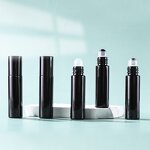 Glass Perfume Bottle Manufacturer - Stock 10ml Matte Black Crystal Roller Ball Small Living Round Cover Essential Oil Roll