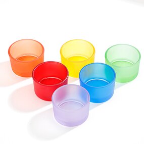 Candle Jars Manufacturer - Wholesale 1.5 oz Mini Green Glass with Cork Seal Iridescent Empty with Plastic Lid