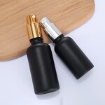 Glass Serum Bottles Manufacturer - In Stock Customized Matte Black Flat Shape 5ml to 100ml Fine Mist Perfume Spray with