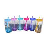 Plastic Can Manufacturer - Popular 16oz Clear to Ombre Gradient Shaped Colorful Lids Double Wall/Single Wall Style Beer Cup