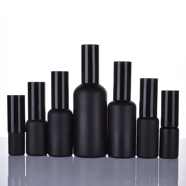 Glass Mist Sprayer Bottles Manufacturer - Matte Black 100ml/50ml/30ml/5ml/20ml for Cosmetics Hair Care Face Cream-Custom