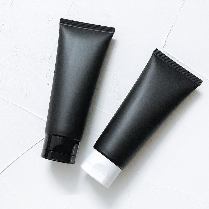 Cosmetic Tube Manufacturer - Matte Black Plastic 100ml Soft Squeeze 3.4fl.oz. Flip Top Lid Facial Cleanser Skin Care