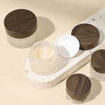 Glass Dropper Bottle Manufacturer - Wholesale Transparent Frosted Dark Bamboo Lid Wide-Mouth Jar Skin Care Serum 10g Black