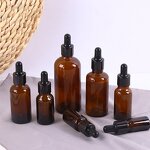 Glass Dropper Bottles Manufacturer - Wholesale Empty Round Flat 5ml to 100ml Amber Brown Tincture Glass Essential Oil