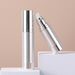 Airless Pump Bottle Manufacturer - In Stock 15ml 30ml 50ml Round Cosmetic Gold Silver Aluminum Finish Logo for Skin Care