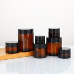 Ointment Bottle Manufacturer - In Stock Tawny 30g/50g/100g Glass Cream Jar with Screw Cap for Cosmetics for Bottling