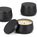 Candle Packaging Manufacturer - Wholesale 4oz 8oz Crafts Custom Logo Options Round Black Plated Metal Tinplate Jars with