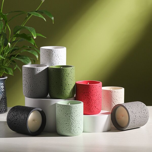 Aromatherapy Product Manufacturer - Hot-Selling High-End Solid Stone Pattern Cement Cup for Candle for Packaging or Gift